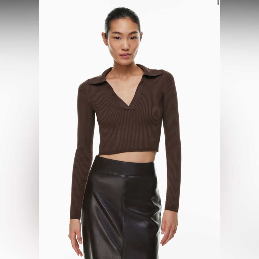Aritzia Babaton Sculpt Knit Polo Longsleeve